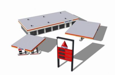 Sketchup车站路桥|加油站，现代风格-BIM建筑网