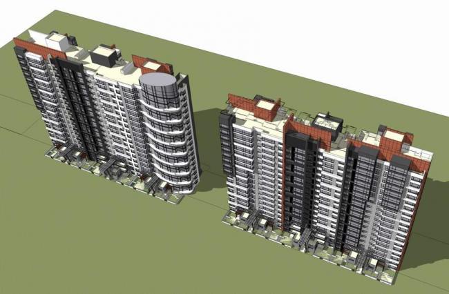 Sketchup住宅模型|高层住宅，现代风格，居住建筑