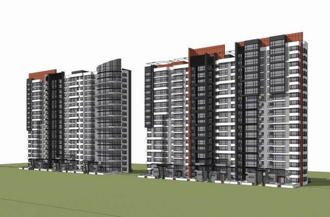 Sketchup住宅模型|高层住宅，现代风格，居住建筑