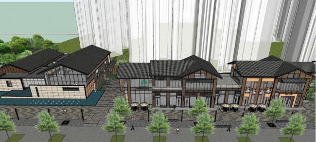 Sketchup商业模型|售楼处，中式风格，娱乐休闲，商业建筑