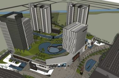 Sketchup综合体模型|超高层商业综合体，办公，商业裙房，现代风格-BIM建筑网