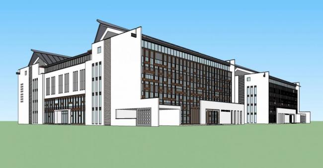 Sketchup办公模型|多层，酒店办公，中式风格