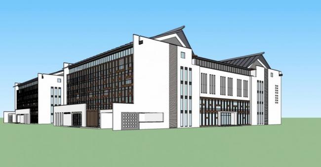 Sketchup办公模型|多层，酒店办公，中式风格