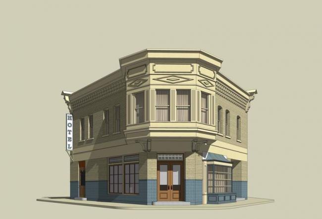 Sketchup商业模型|转角商业楼，欧式，古典风格