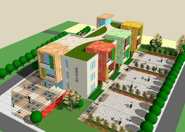 Sketchup学校模型|多层幼儿园，现代风格，教育建筑，学校