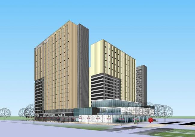 Sketchup商业模型|高层公寓，底层商业，现代风格，居住建筑