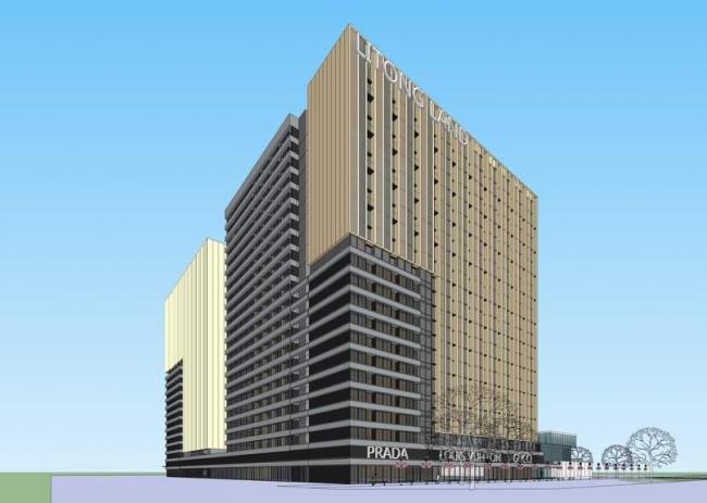 Sketchup商业模型|高层公寓，底层商业，现代风格，居住建筑