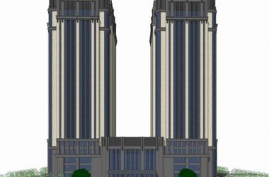 Sketchup酒店模型|高层酒店，新古典风格，双子办公楼-BIM建筑网