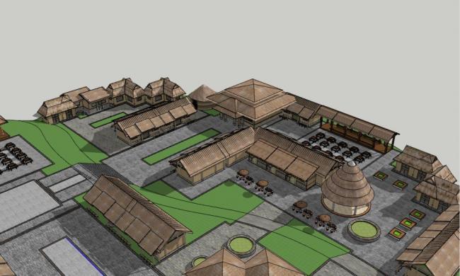 Sketchup景观模型|休闲景区，古典风格，景观