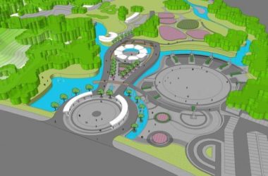 Sketchup景观模型|公园入口区景观，现代风格-BIM建筑网