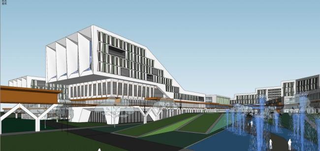 Sketchup办公模型|科技园，多层，办公，产业园，现代风格