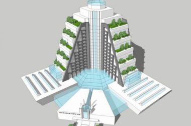 Sketchup酒店模型|高层梯形酒店，现代风格-BIM建筑网