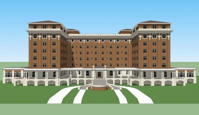 Sketchup酒店模型|新泽西州开普梅酒店，多层酒店，工型平面酒店，欧式古典风格