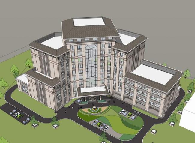 Sketchup酒店模型|草原风V型酒店，燕赵熙府，新古典风格