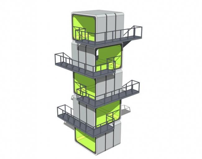 Sketchup素材模型|集装箱建筑