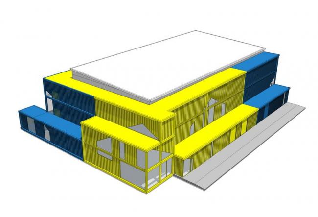 Sketchup素材模型|集装箱建筑
