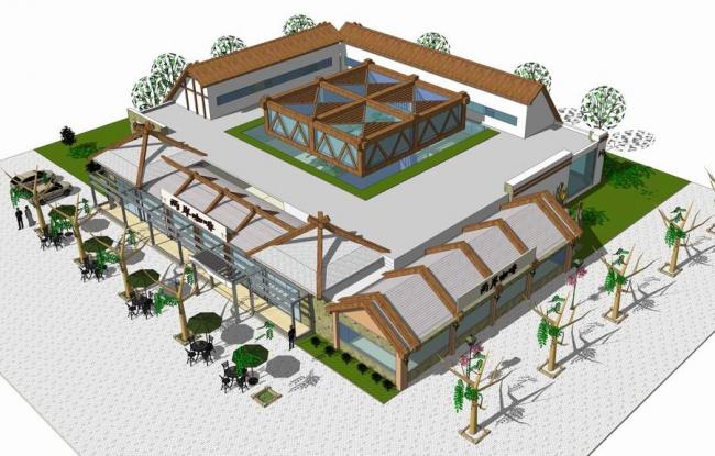Sketchup商业模型|咖啡小屋，咖啡馆，商业建筑，现代风格