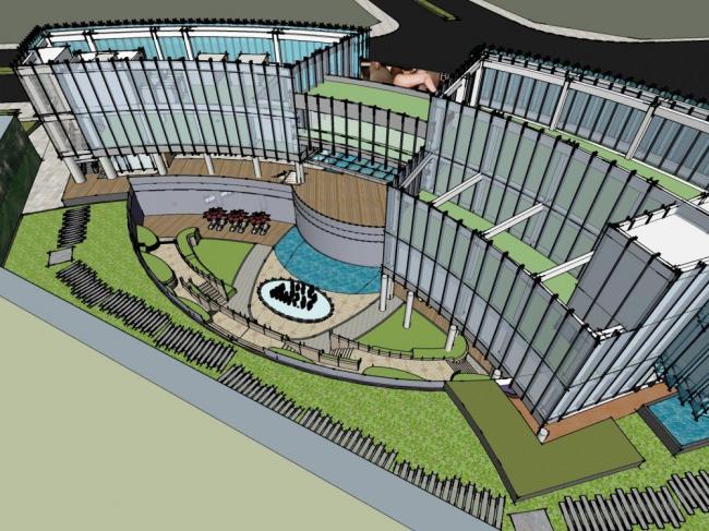 Sketchup商业模型|多层售楼中心，商业建筑，现代风格