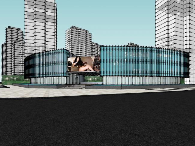 Sketchup商业模型|多层售楼中心，商业建筑，现代风格