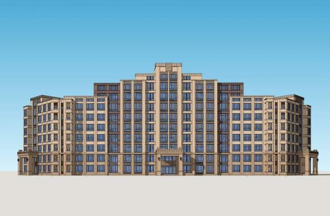 Sketchup住宅模型|多层住宅，居住建筑，新古典风格，简欧