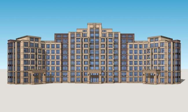 Sketchup住宅模型|多层住宅，居住建筑，新古典风格，简欧