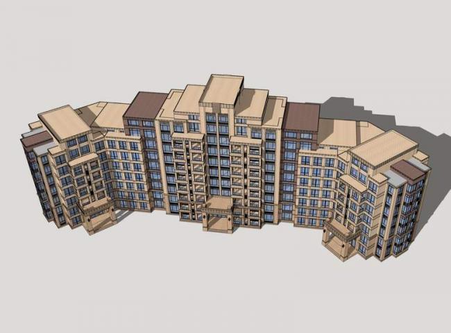 Sketchup住宅模型|多层住宅，居住建筑，新古典风格，简欧