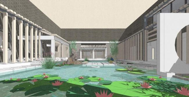 Sketchup景观模型|庭院景观，中式风格