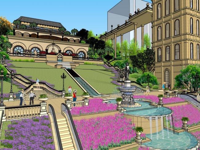 Sketchup商业模型|多层会所，法式风格，古典风格，叠拼，商业建筑