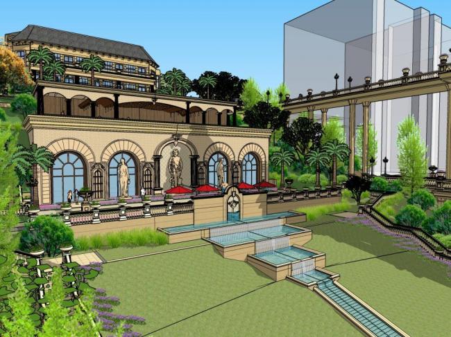 Sketchup商业模型|多层会所，法式风格，古典风格，叠拼，商业建筑