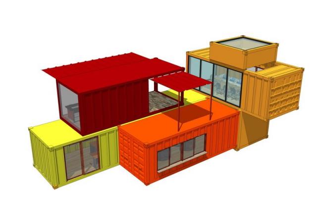 Sketchup素材模型|集装箱建筑