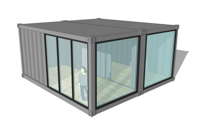 Sketchup素材模型|集装箱建筑