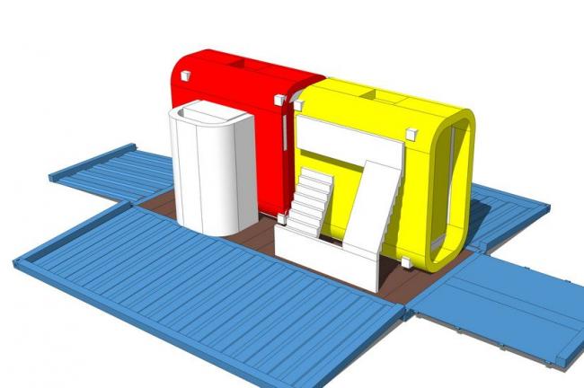 Sketchup素材模型|集装箱建筑