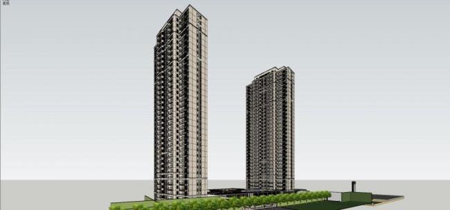 Sketchup办公模型|高层办公楼，现代风格