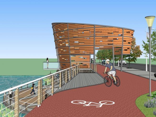 Sketchup景观模型|构筑物，现代风格，公园景观，滨水