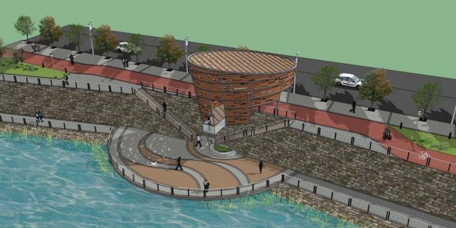 Sketchup景观模型|构筑物，现代风格，公园景观，滨水