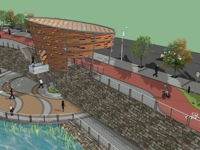 Sketchup景观模型|构筑物，现代风格，公园景观，滨水