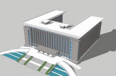 Sketchup办公模型|多层政府办公楼，现代风格，U型平面-BIM建筑网