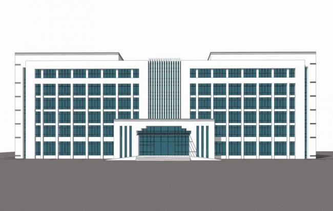 Sketchup办公模型|多层办公楼，新中式风格，徽派