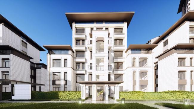 Sketchup住宅模型|多层住宅，新中式风格，居住建筑