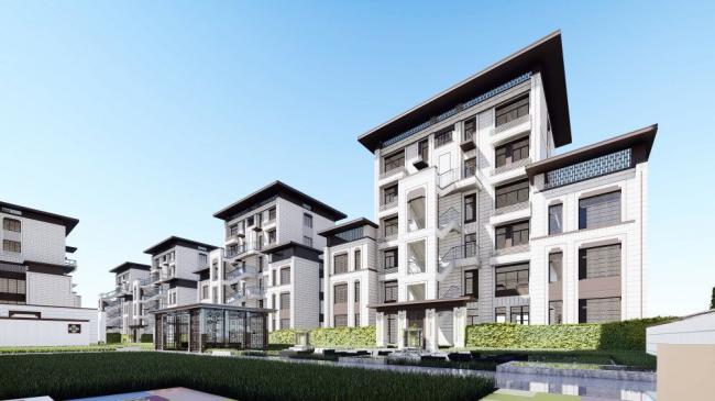 Sketchup住宅模型|多层住宅，新中式风格，居住建筑