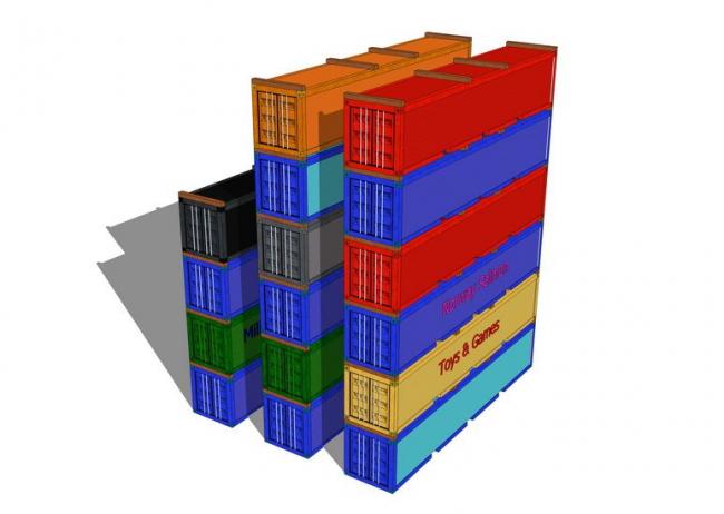 Sketchup素材模型|集装箱建筑