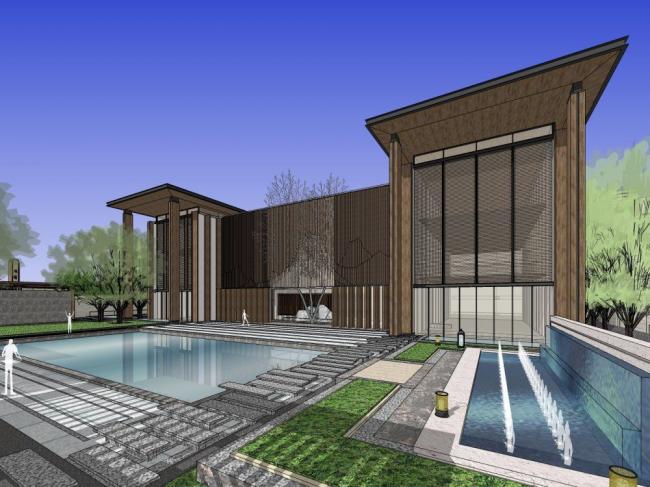 Sketchup商业模型|多层售楼处，商业建筑，现代风格