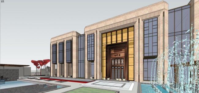 Sketchup商业模型|多层售楼处，商业建筑，现代风格