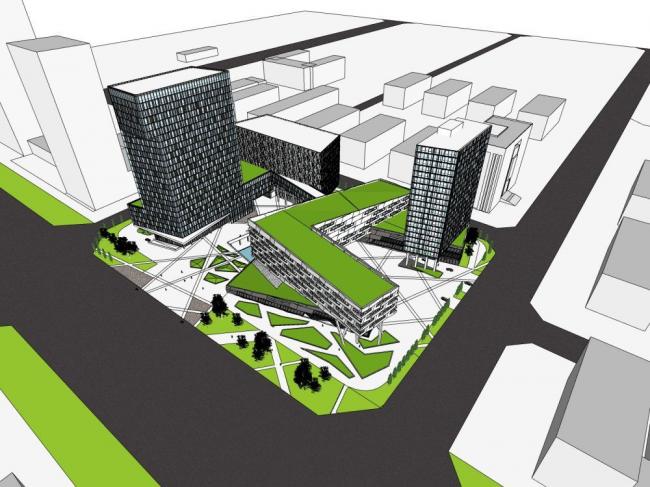 Sketchup综合体模型|多层高层混合，商业综合体，现代风格，商业裙房，酒店办公