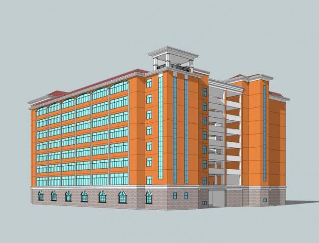 Sketchup酒店模型|多层酒店，新中式风格