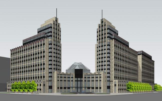 Sketchup酒店模型|多层高层混合，酒店，现代风格，都市双子酒店