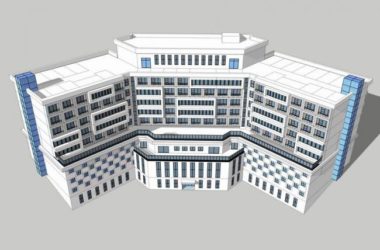 Sketchup酒店模型|多层酒店，现代风格，U型平面-BIM建筑网