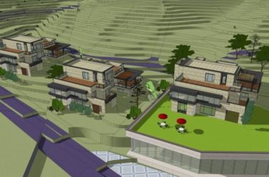 Sketchup酒店模型|多层山地酒店，现代风格，别墅-BIM建筑网