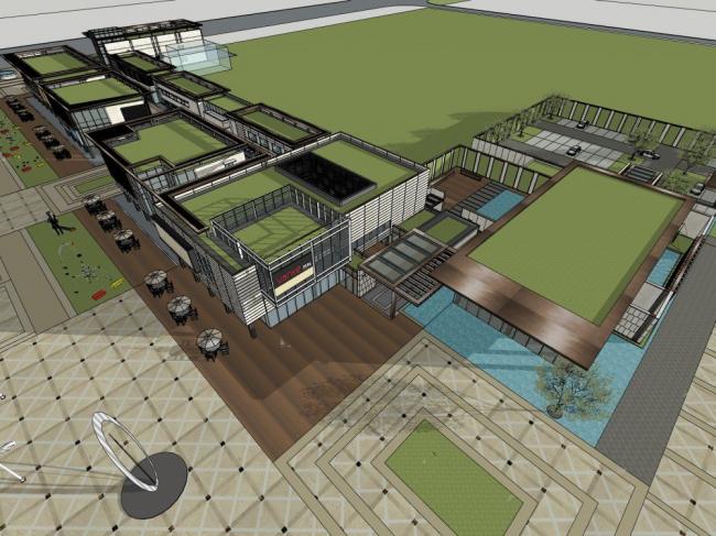 Sketchup商业模型|多层商业建筑，商业街，现代风格