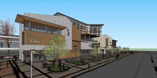 Sketchup商业模型|多层商业街，新中式风格